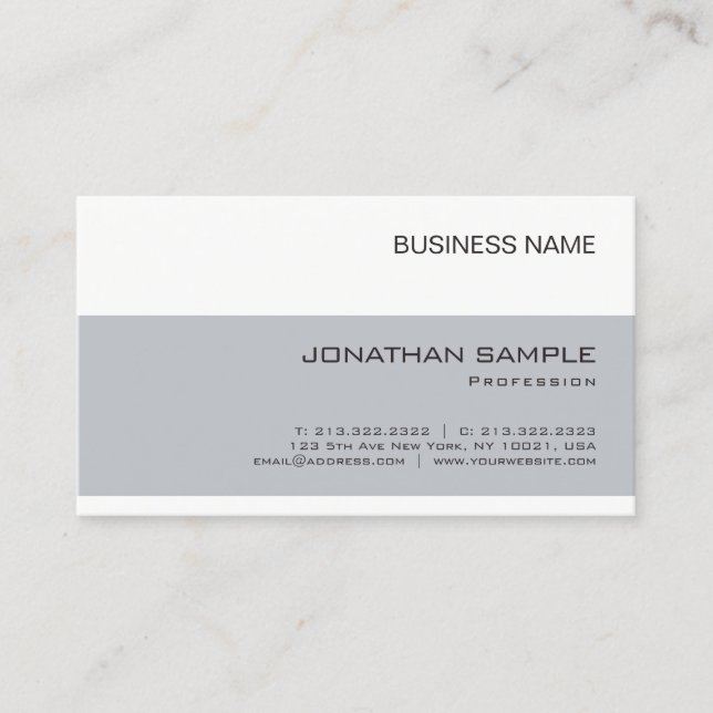Create Your Own Elegant Company Simple Plain Business Card (Front)