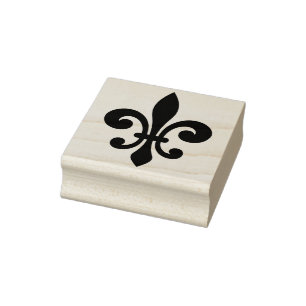 Create Your Own Elegant Curled Fleur De Lis Rubber Stamp