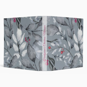 Create Your Own Elegant Dark Grey Tone Red Holly Binder