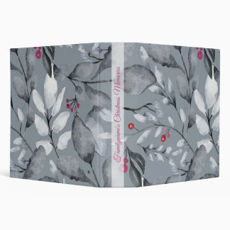 Create Your Own Elegant Dark Grey Tone Red Holly Binder