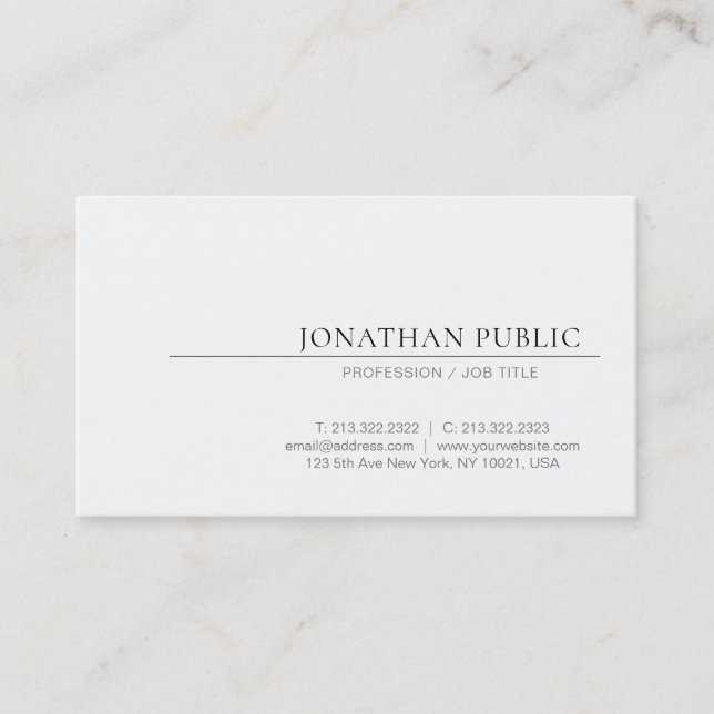 Create Your Own Elegant Design Minimalistic Plain Business Card (Front)