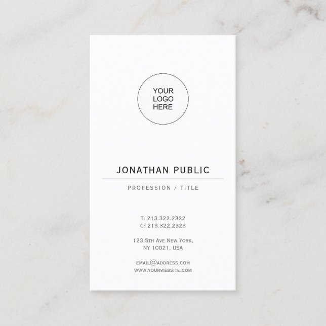 Create Your Own Elegant Glossy Paper Vertical Business Card (Front)