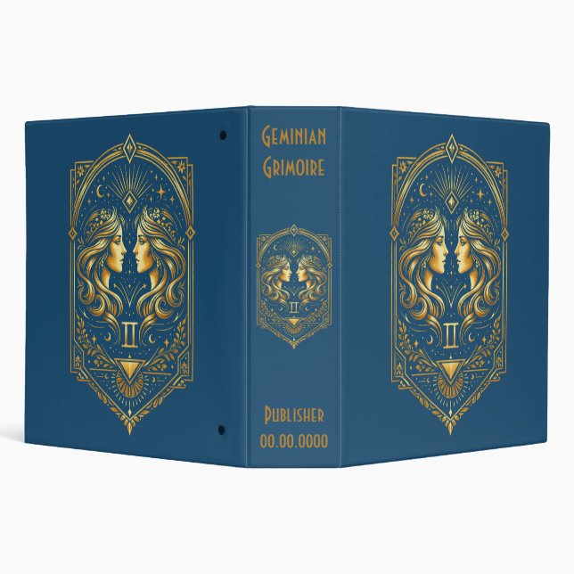 Create Your Own Elegant Gold Art Deco Gemini Binder (Background)