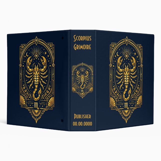 Create Your Own Elegant Gold Art Deco Scorpio Binder (Background)