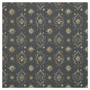 Create Your Own Elegant Gold Fairy Stars Black Fabric