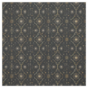 Create Your Own Elegant Gold Magic Symbols Black Fabric