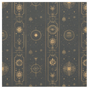 Create Your Own Elegant Gold Mystical Symbols Fabric