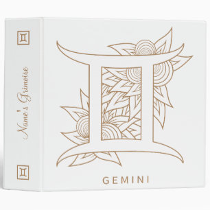 Create Your Own Elegant Gold & White Gemini Zodiac Binder