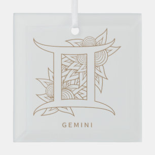 Create Your Own Elegant Gold & White Gemini Zodiac Glass Ornament