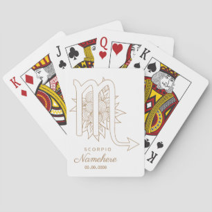 Create Your Own Elegant Gold & White Scorpio Playing Cards