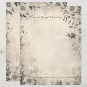 Create Your Own Elegant Gothic Grey Floral Letterhead