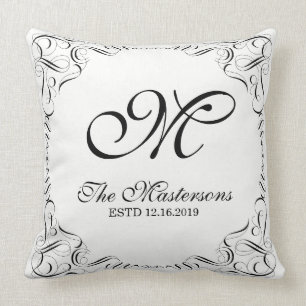 Create Your Own Elegant Graceful Wedding Monogram Throw Pillow