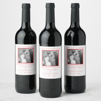 Create Your Own Elegant Photo Bright Red Wine Label