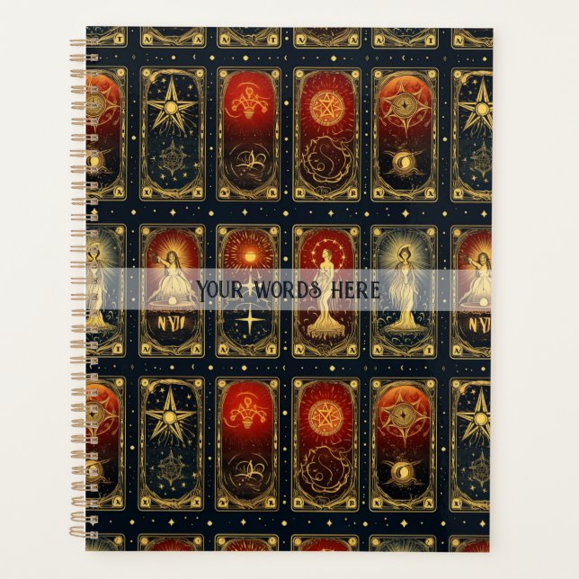 Create Your Own Elegant Red Gold Blue Tarot Planner (Front)
