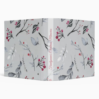 Create Your Own Elegant Red Holly Grey Binder