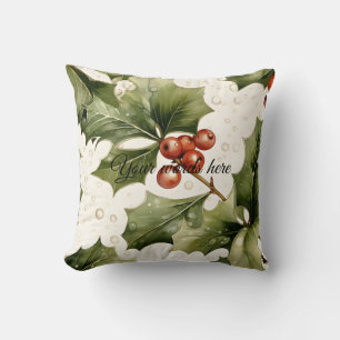 Create Your Own Elegant Red Victorian Holly Throw Pillow