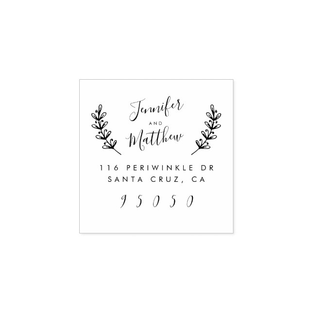 Create Your Own Elegant Wedding Return Address Rubber Stamp (Imprint)