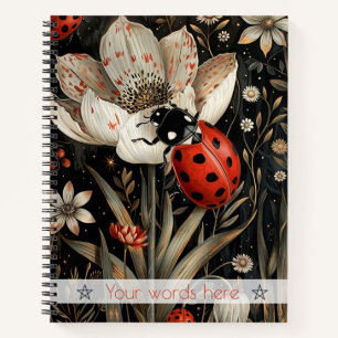Create Your Own Elegant White Floral Ladybug Notebook
