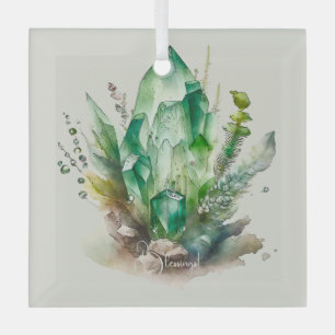 Create Your Own Emerald Green Crystals Glass Ornament