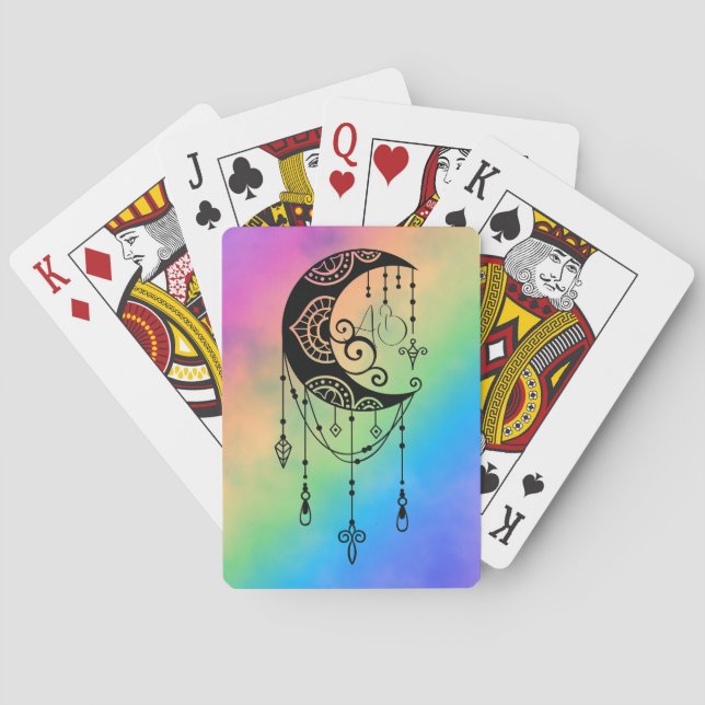 Create Your Own Enchanting Boho Moon Silhouette Playing Cards (Back)