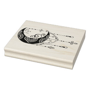 Create Your Own Enchanting Boho Moon Silhouette Rubber Stamp