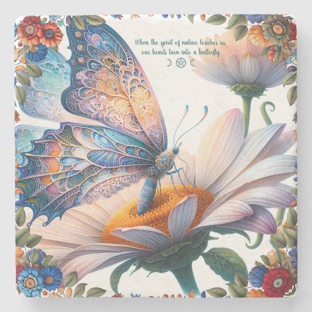 Create Your Own Enchanting Daisy Butterfly Stone Coaster (Front)