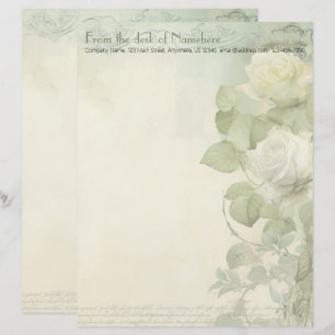 Create Your Own Enchanting White Roses Stationery