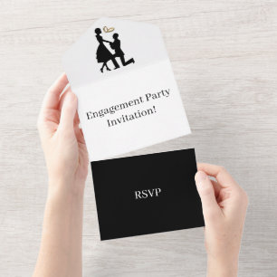 Create Your Own Engagement Party II RSVP Black All In One Invitation