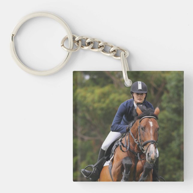 Create Your Own Equestrian Horse Photo Custom Keychain (Front)