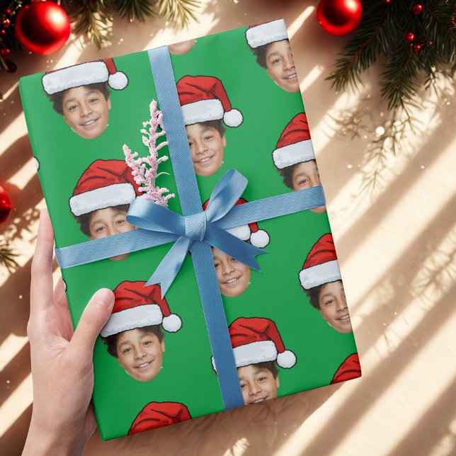 Create Your Own Face Santa Hat Wrapping Paper (Creator Uploaded)