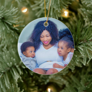 Create Your Own Family Kids 2 Photos Ceramic Ornament