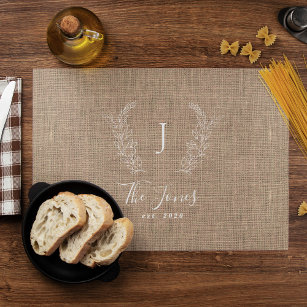 Create your own family monogram name elegant chic placemat