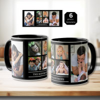 Create Your Own Family Name 6 Photo Collage Black