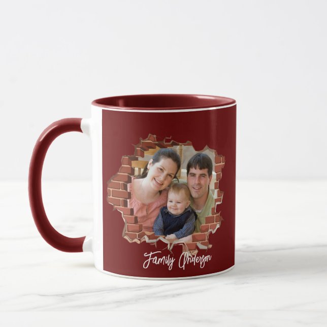 Create Your Own Family Name Photo Maroon Mug (Left)