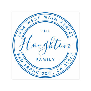 Create Your Own Family Name Round Return Address Self-inking Stamp
