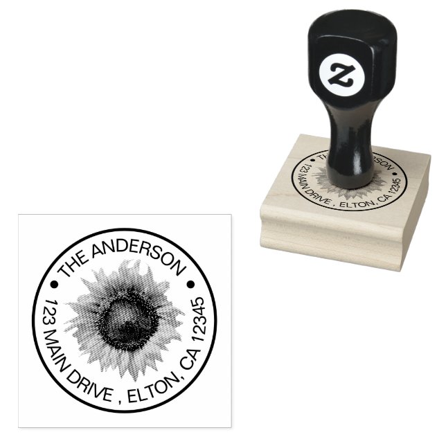 Create Your Own Family Name  Sunflower Rubber Stam Rubber Stamp (Stamped)