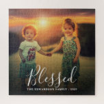 Create your own family photo Blessed name script Jigsaw Puzzle<br><div class="desc">Make your own most beautiful family photo,  Blessed script puzzle.
Custom photo jigsaw puzzle
You can personalize it and add your most beautiful photo,  text,  name and year. Great fun !</div>