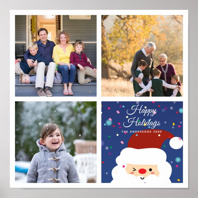Create Your Own Family Photo Collage Holiday Poster (Front)