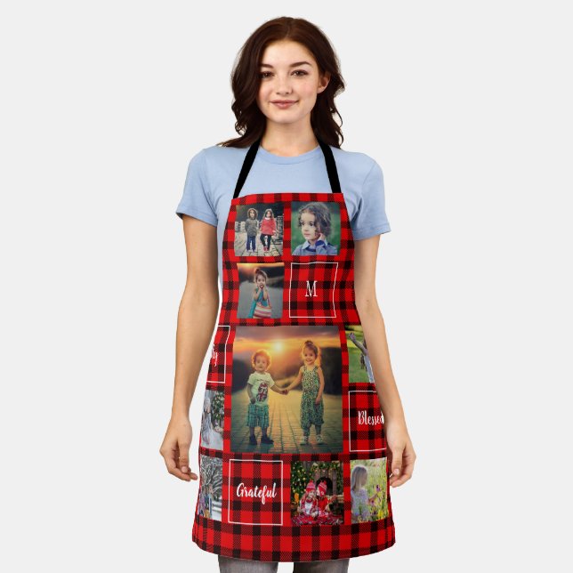 Create your own family photo collage monogram apron (Worn)