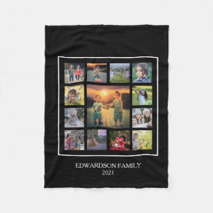 Create your own family photo collage monogram name fleece blanket