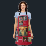 Create your own family photo collage monogram red apron<br><div class="desc">Create your own family photo collage script apron.
Add your own photos,  monogram and text and create a very personal and unique apron.</div>