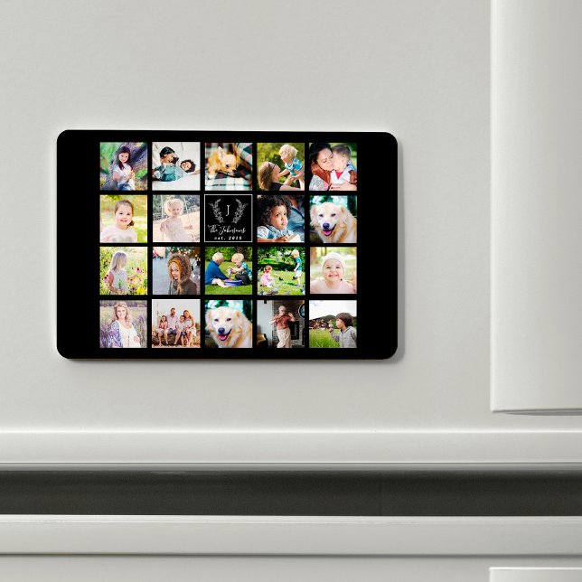 Create your own family photo collage monogrammed magnet (Creator Uploaded)