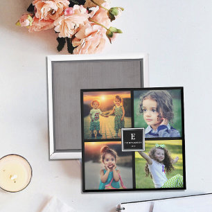 Create your own family photo collage monogrammed magnet