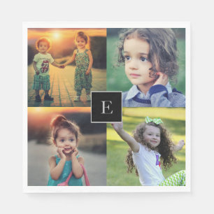 Create your own family photo collage monogrammed napkin