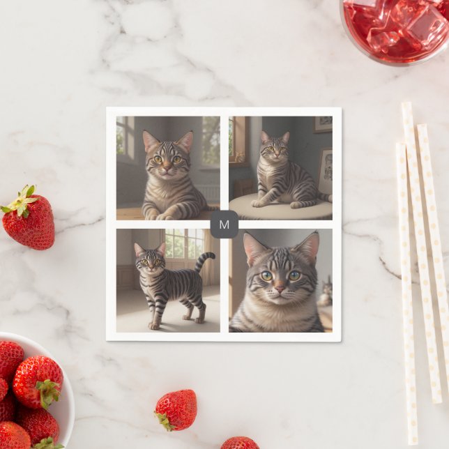 Create your own family photo collage monogrammed napkin (Insitu)