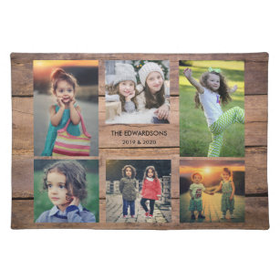 Create your own family photo collage monogrammed placemat