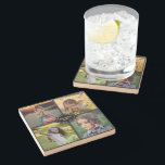 Create your own family photo collage monogrammed stone coaster<br><div class="desc">Lovely keepsake coaster. 
Create your own family photo collage stone coaster.
You can add your own 4 photos and add your family name.</div>