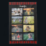 Create your own family photo collage name kitchen towel<br><div class="desc">Create your own family photo collage name,  chequered pattern,  kitchen towel.
You can personalize it and add your most beautiful photos and name.</div>