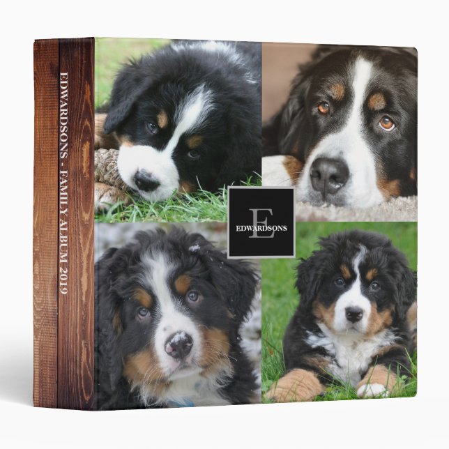 Create your own family photo collage rustic wood binder (Front/Spine)