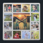 Create your own family photo collage rustic wood s square wall clock<br><div class="desc">Create your own family photo collage, rustic driftwood, Square Wall Clock.
Add your own most beautiful photos and create a very personal and unique clock.</div>